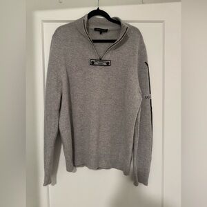 NAKED CASHMERE Mens Quarter Zip Sweater Ski Aspen Naked Storm Gray. Size L